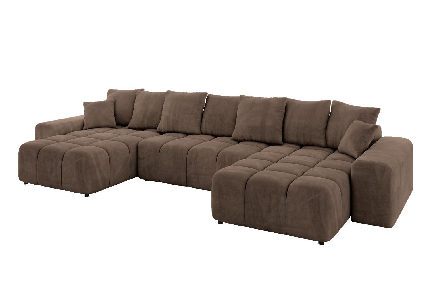 WOHNLANDSCHAFT ENIL-U 401x189x68 Braun Velours - Braun, Holzwerkstoff/Kunststoff (401/68/189cm) - ALTDECOR