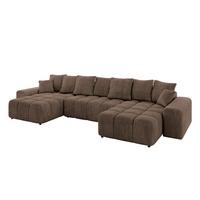 WOHNLANDSCHAFT ENIL-U 401x189x68 Braun Velours - Braun, Holzwerkstoff/Kunststoff (401/68/189cm) - ALTDECOR