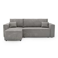 ECKSOFA Prato L Grau - Schwarz/Grau, Holz/Textil (253/145cm) - Graingold