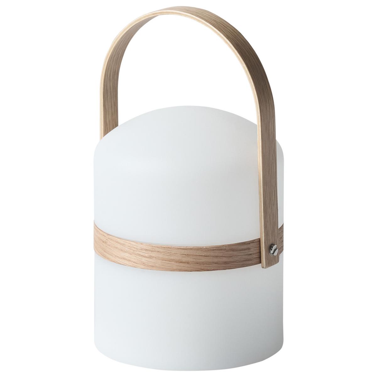 LED-TISCHLAMPE Weiß/Heller Holzfarbton Estero - Hellbraun/Weiß, Kunststoff (14/14/25cm) - Beliani