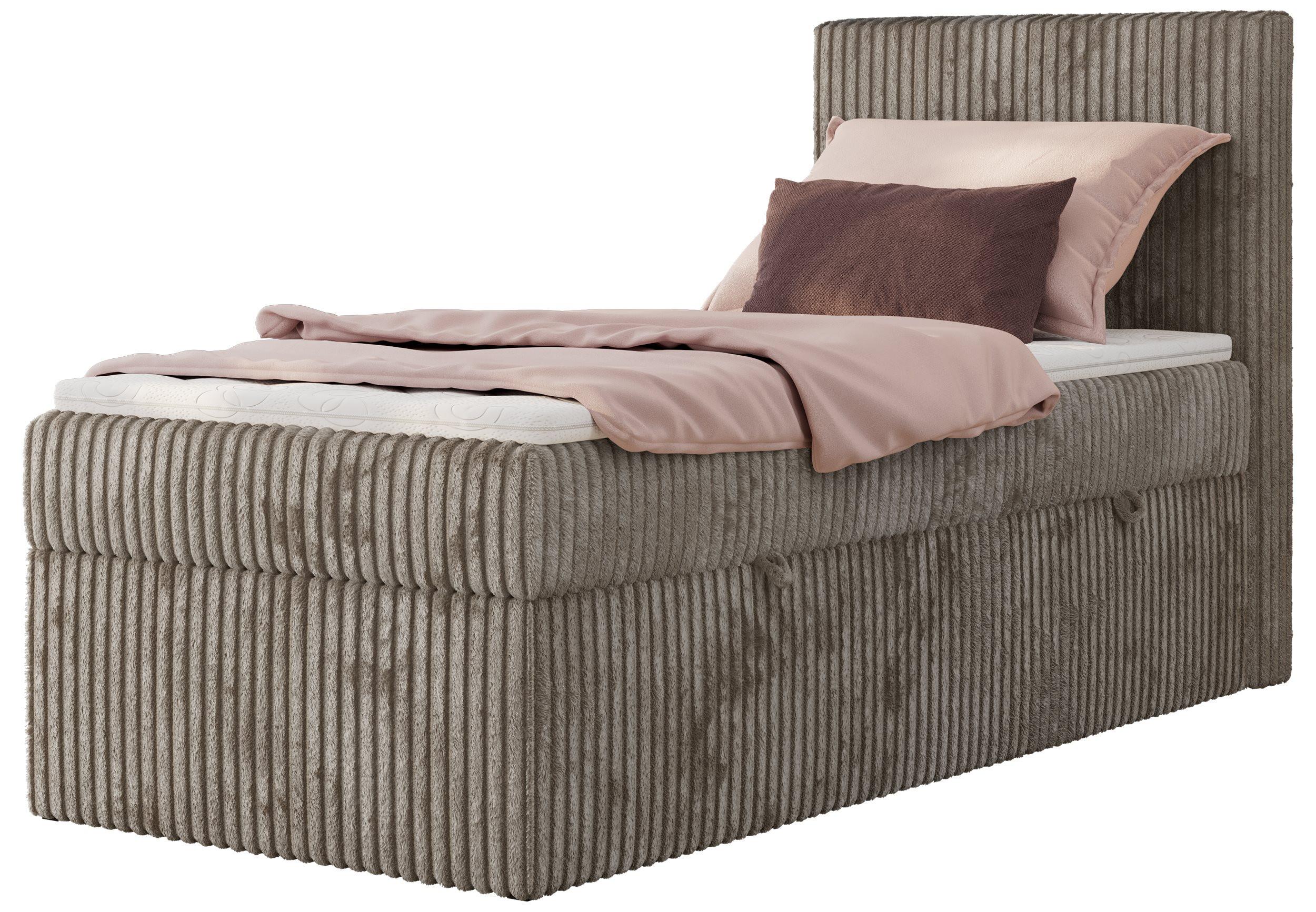 BOXBETT TILIANO 90/200 - Hellbraun Cord - H4 - Rechts - Hellbraun, Textil (90/200cm) - MKS