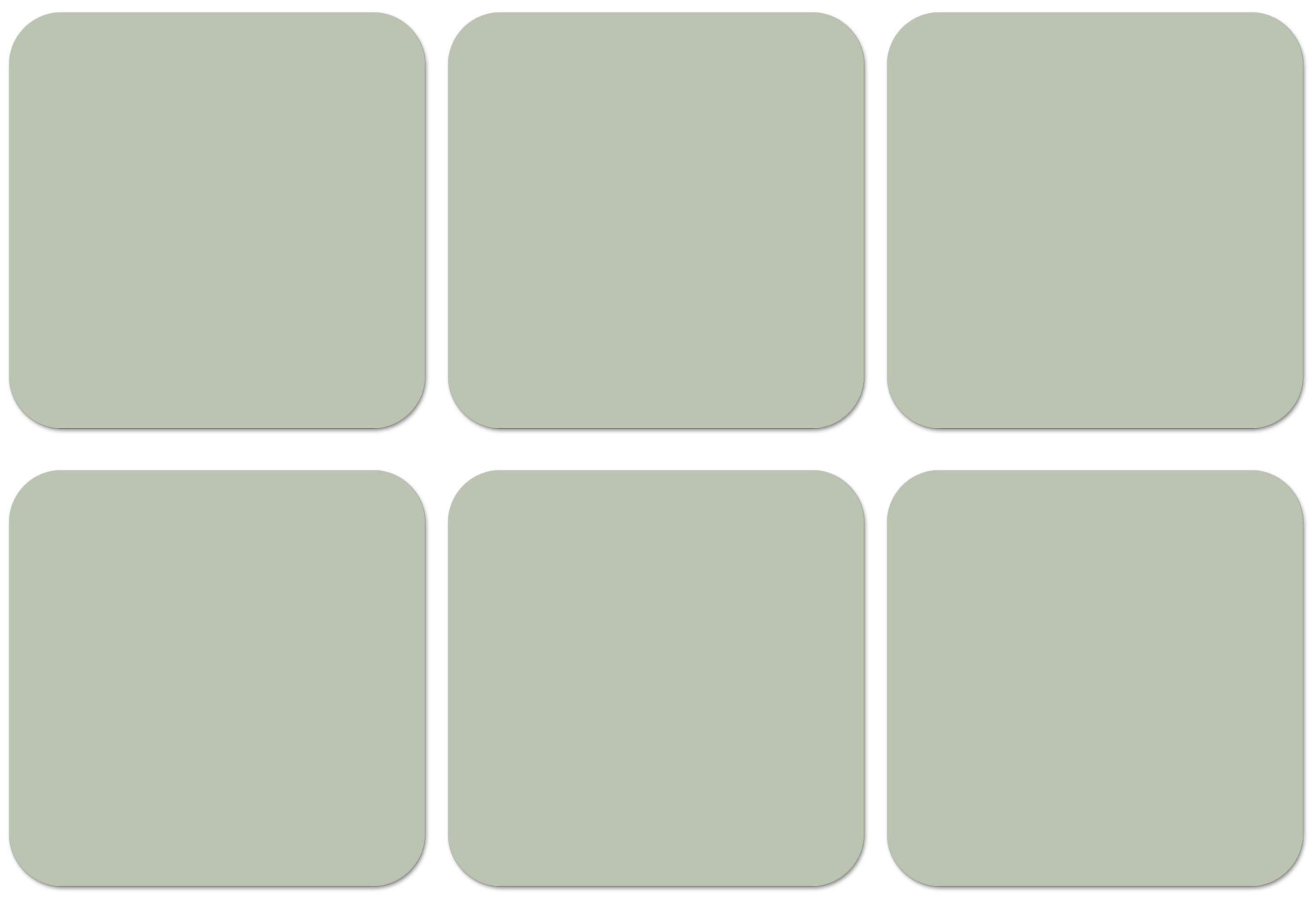 GLASUNTERSETZER 6er-Set Mintgrün - Unifarben Getränkeuntersetzer 10x10 cm - Salbeigrün, Naturmaterialien (10/0.2cm) - MuchoWow