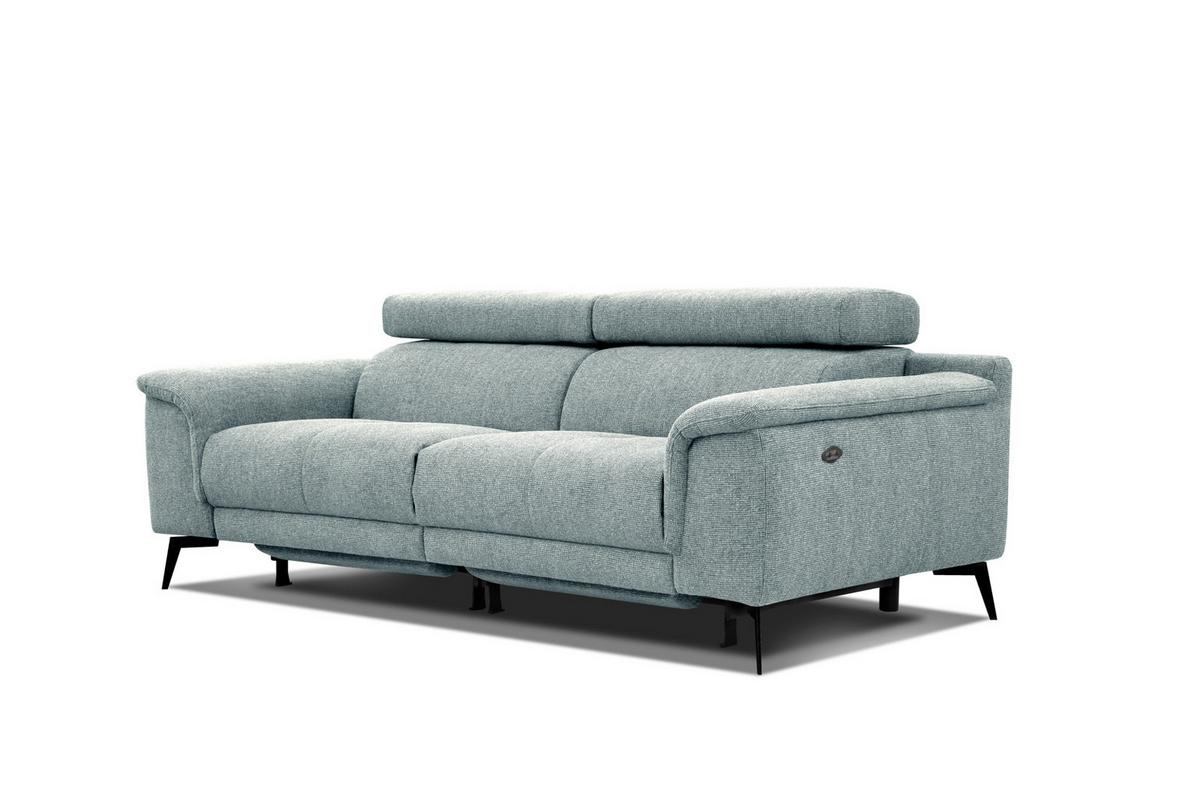 RELAXSOFA FIERO 3-Sitzer mit 2 Relaxfunktionen, mintgrün - Schwarz/Mintgrün, Holzwerkstoff/Textil (212/82/103cm) - Wozimo
