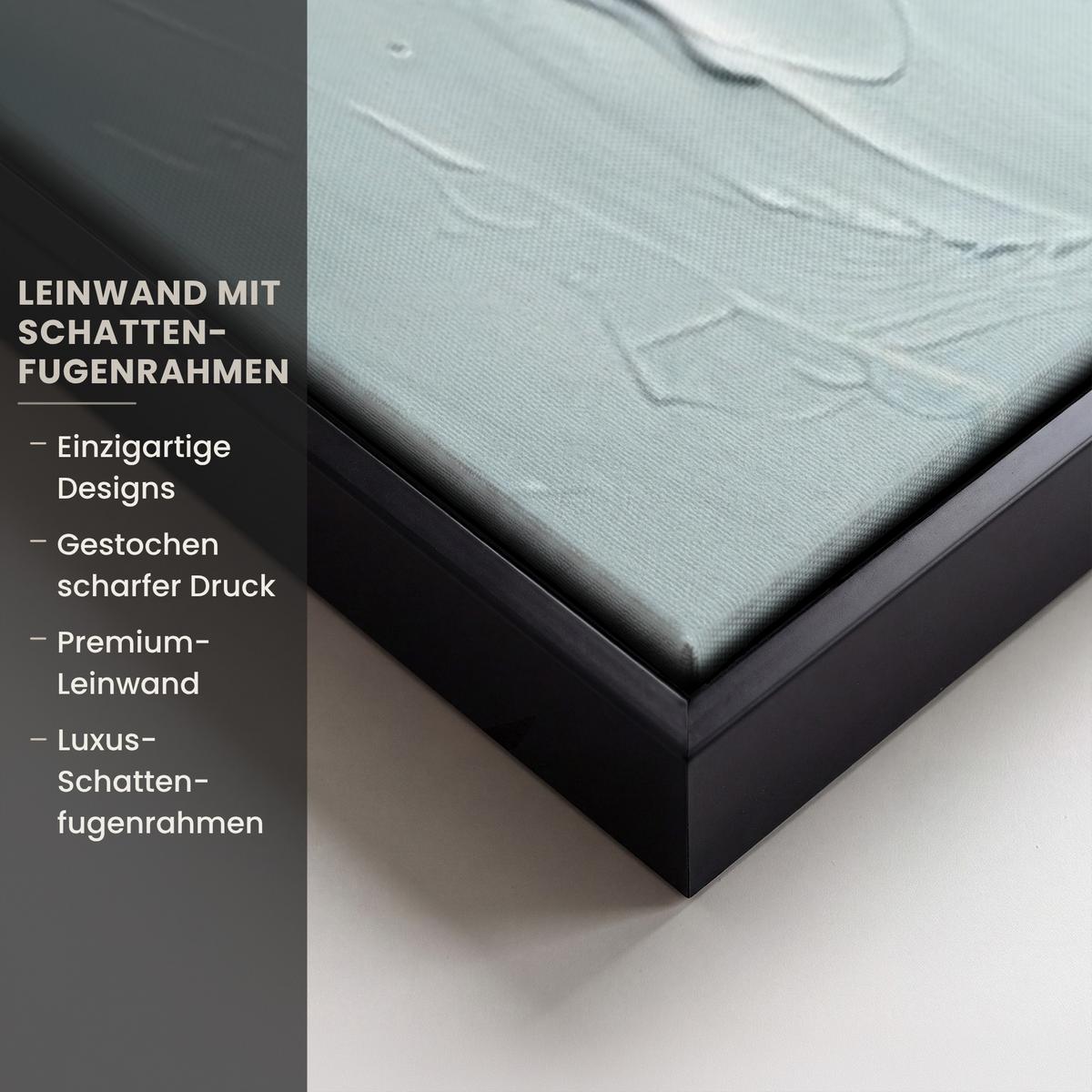 LEINWAND Bilder mit Rahmen - Abstrakt - Kunst - Gold - Blau - 150x100 - Petrol, Textil (150/100cm) - MuchoWow