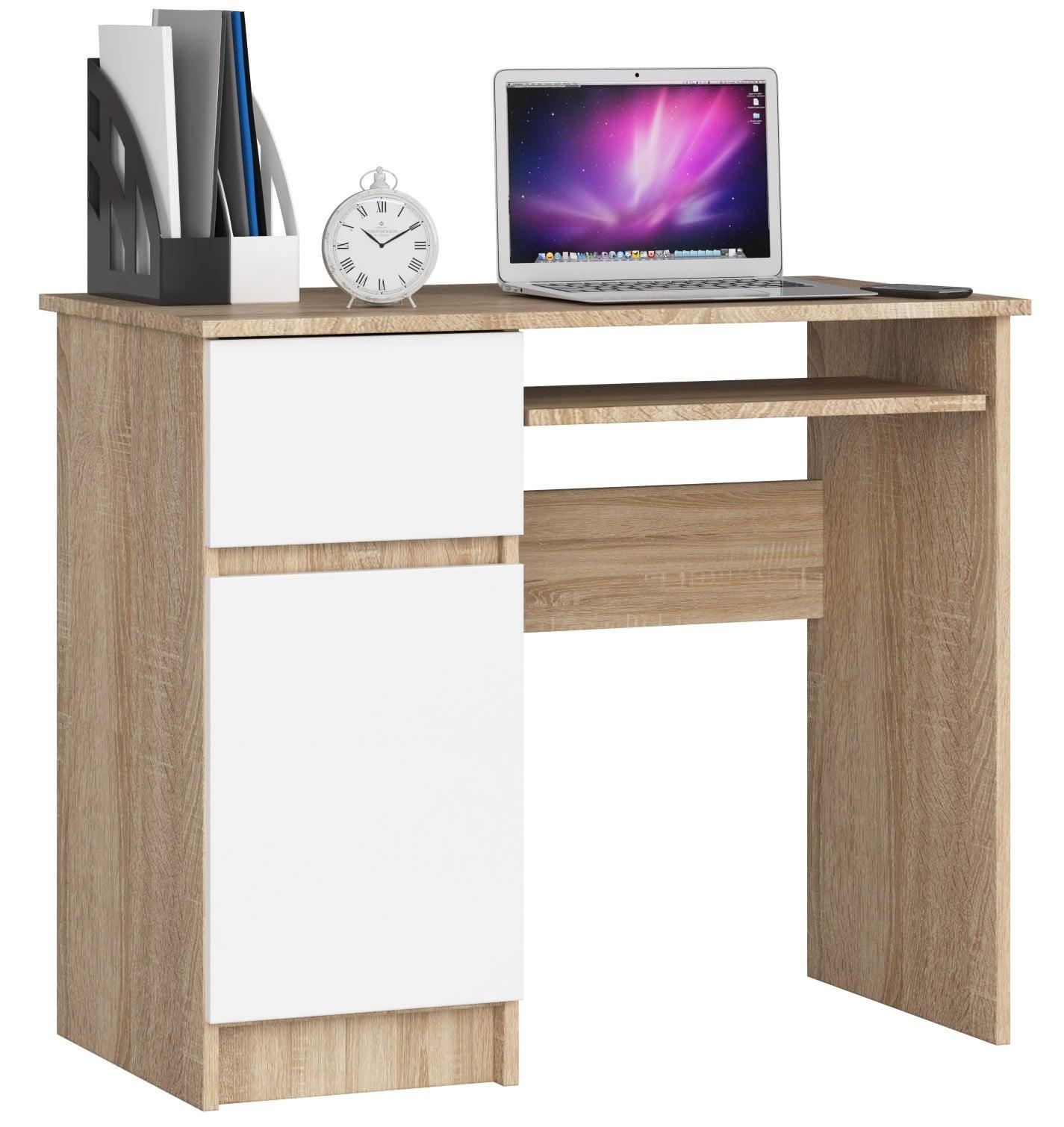 SCHREIBTISCH Eiche Sonoma, Weiß 77/90/50 - Weiß, Holzwerkstoff (80/50/77cm) - RAUMHIRSCH FURNITURE