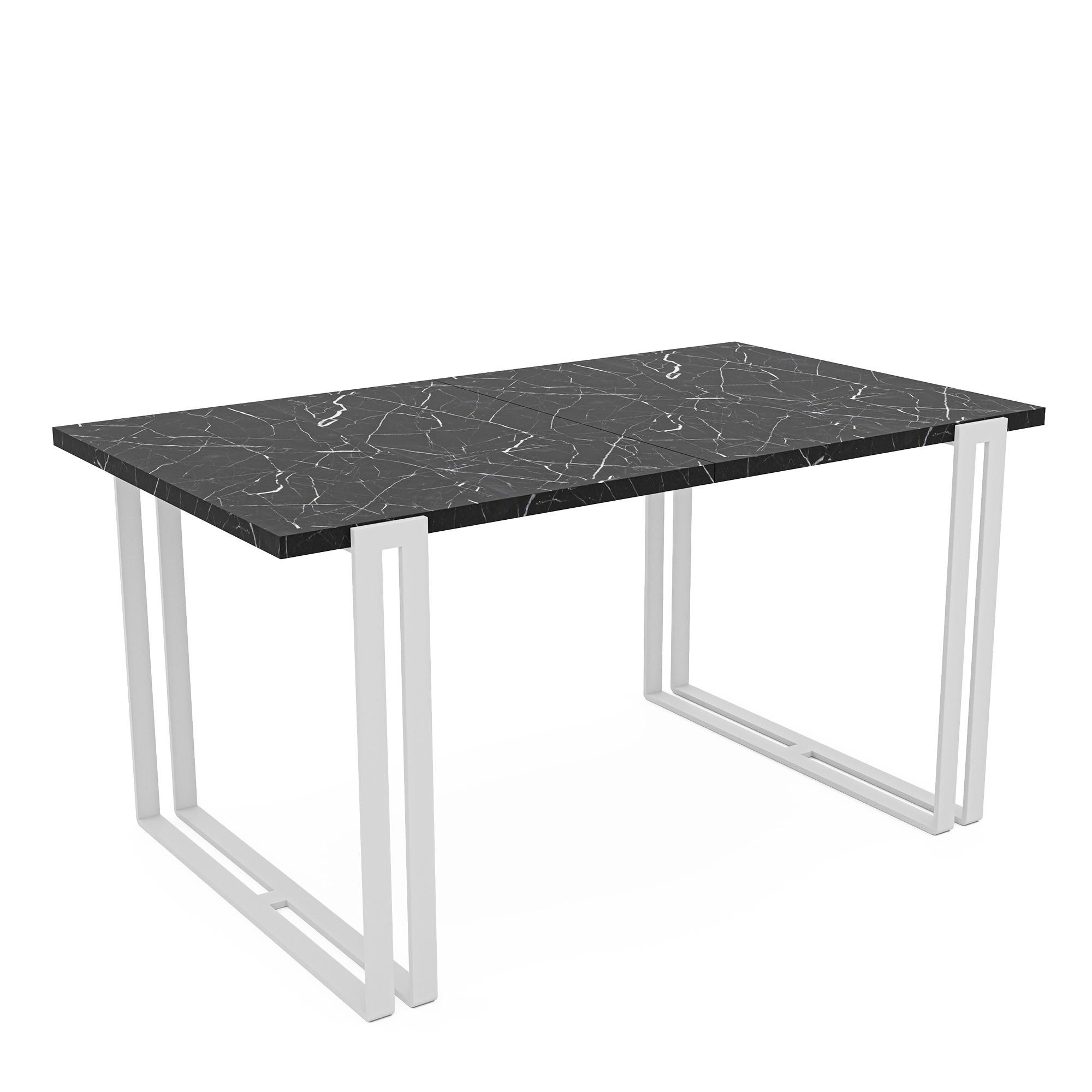 TISCH ausziehbar aus MDF, Schwarz - Schwarz/Weiß, Holzwerkstoff (160/80/76cm) - Idohome
