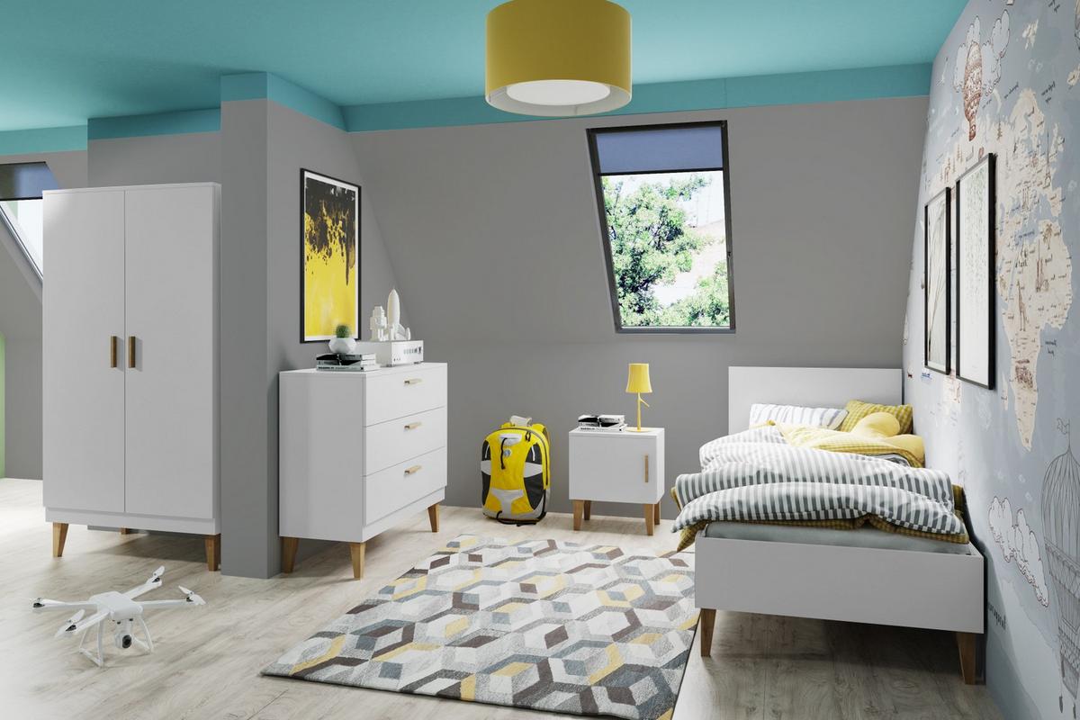 KINDERKLEIDERSCHRANK Kubi - Weiß, Holzwerkstoff (55/184/100cm) - RAUMHIRSCH FURNITURE