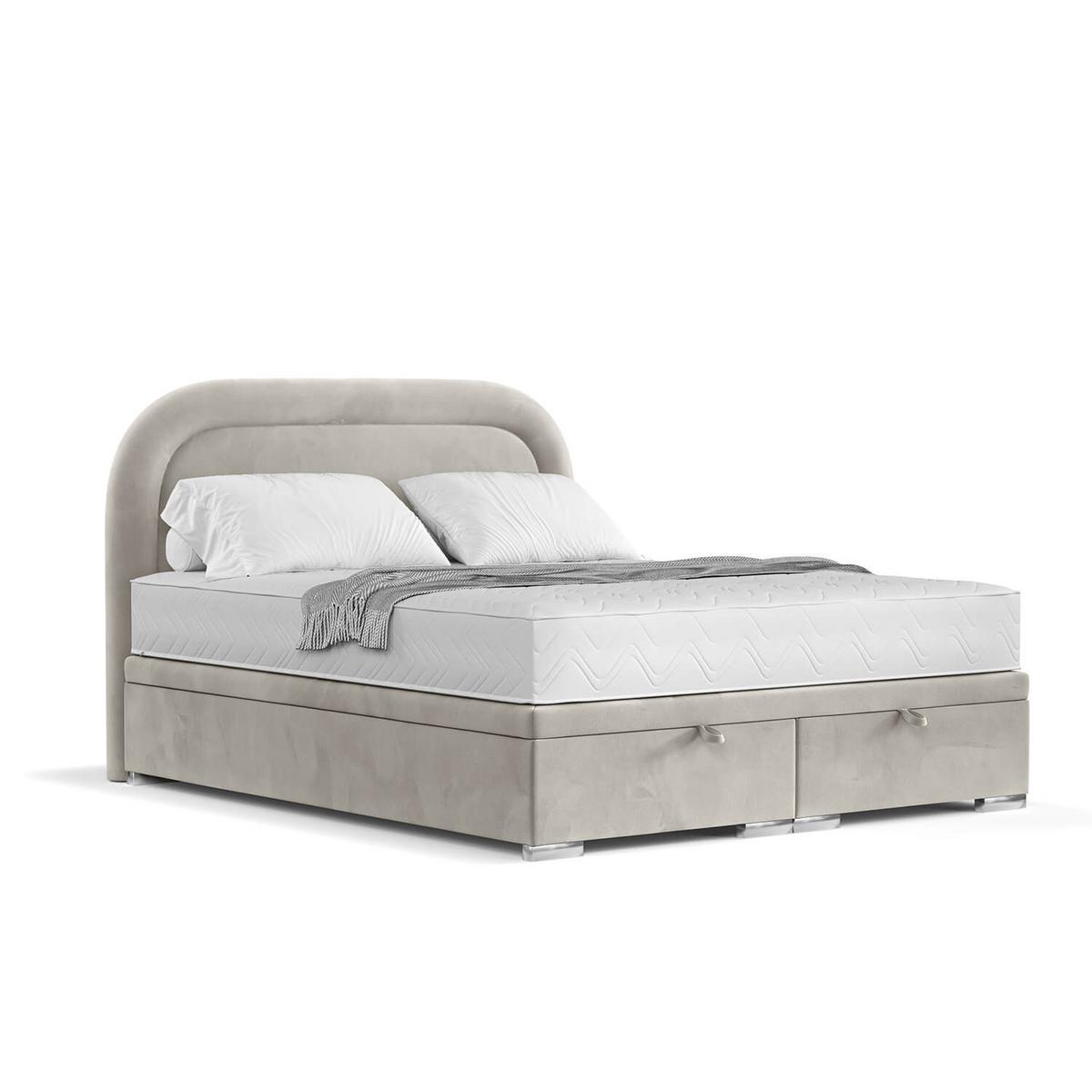 POLSTERBETT Harmony mit Stauraum 120/200 cm Hellbeige im Uttario Stoff - Chromfarben/Beige, Holz/Holzwerkstoff (120/200cm) - AltaBeds