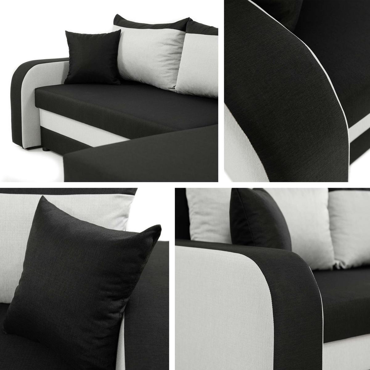 ECKSOFA Kris Cord - Schwarz/Bronzefarben, Holz/Kunststoff (238/147cm) - MIRJAN24