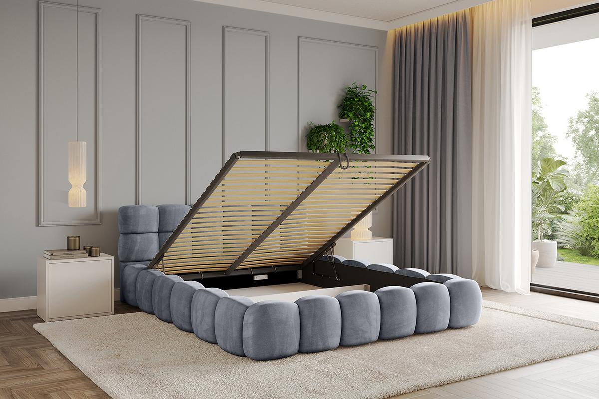 POLSTERBETT mit Bettkasten und Lattenrost, Boxbett ohne Matratze - LEYA-v1 180x200 Grau - Grau, Holzwerkstoff/Textil (180/200cm) - ALTDECOR