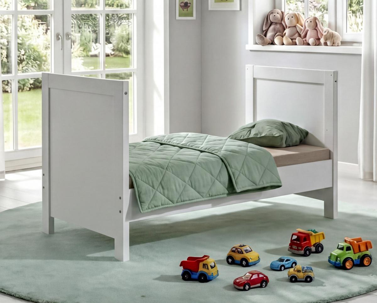 BABYBETT-SEITENTEILE B140/H19/T2 cm für Umbau zum Juniorbett, passend zum Babyzimmer Landhausstil Weiß (22800-22804) / 22800-01 - Weiß, Holzwerkstoff/Metall - luma-home