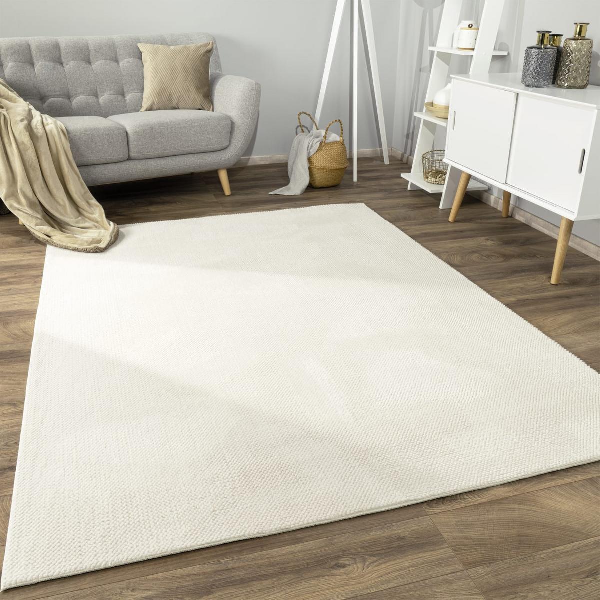 KURZFLORTEPPICH, einfarbig, Florhöhe 12 mm, Creme, 120 x 160 cm - Creme, Textil (160/120cm) - KADIMA DESIGN