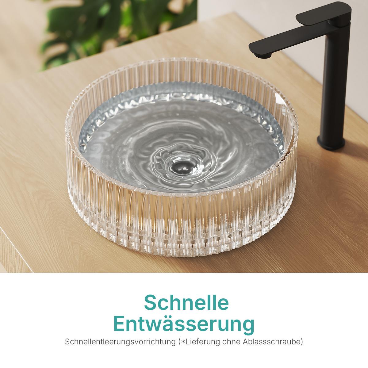WASCHBECKEN Klarglasspüle Weiß Ø40 / 12 cm - Weiß, Glas (40/12/40cm) - EMKE