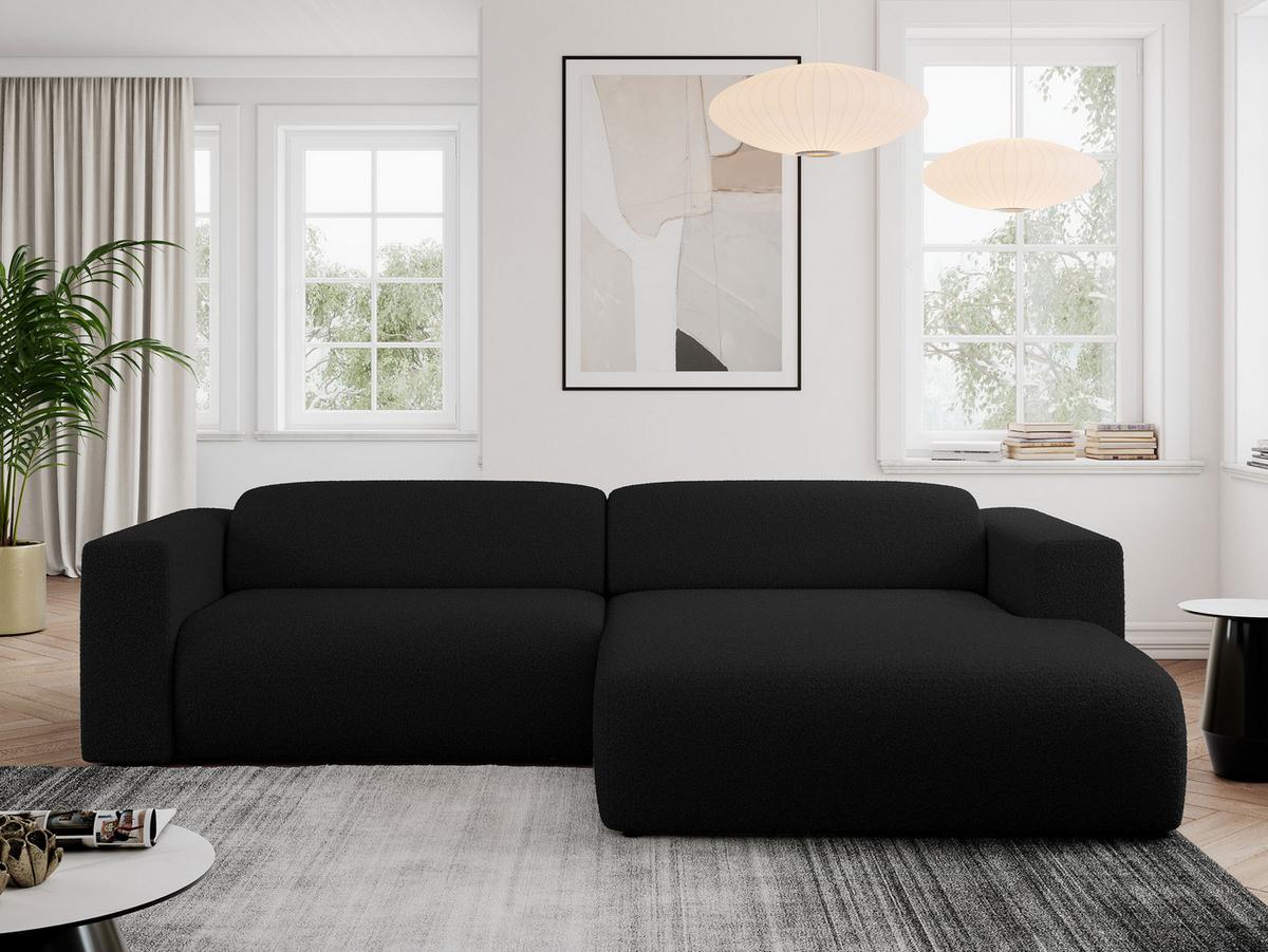 OFERTA WYCOFANA ECKSOFA PASADENA Schwarz Bouclé Rechts Seite - Schwarz, Kunststoff/Textil (288/180cm) - MKS