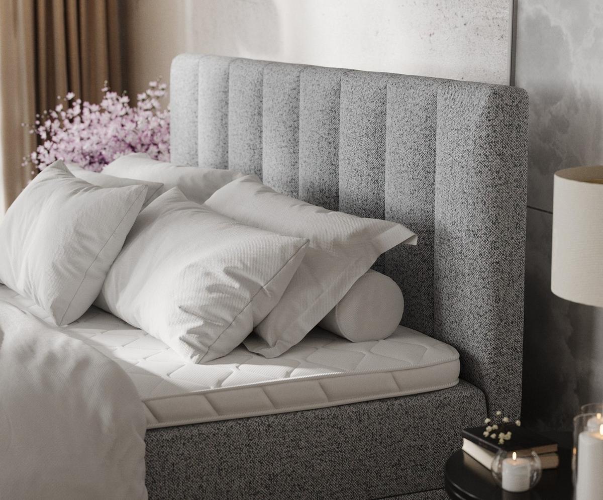 BOXBETT Lusso 140/200 cm Grau im Riva Stoff - Schwarz/Grau, Holz/Holzwerkstoff (140/200cm) - AltaBeds