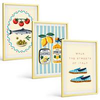 BILDER SET 3er Set - 40x60 cm Goldrahmen - Italienische Aromen und Lifestyle-Bilder - Goldfarben, Kunststoff (40/60cm) - TULUP