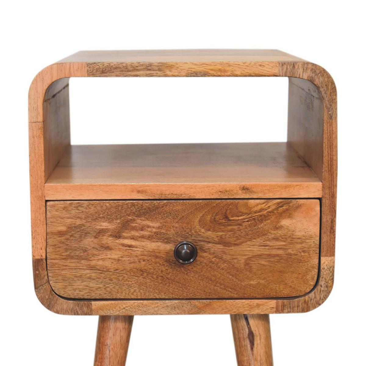 NACHTTISCH mit offenem Fach, 1 Schublade, 1 Offenes Fach, Beige - Messingfarben/Braun, Holz/Metall (30/55/30cm) - Artisan Furniture
