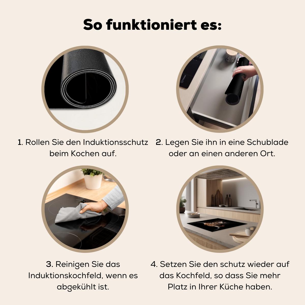 HERDABDECKPLATTE Schottischer Highlander - Porträt - Schwarz - Tier Abdeckung Ceranfeld 57.6x51.6 cm - Braun, Kunststoff (57.6/51.6/0.2cm) - MuchoWow