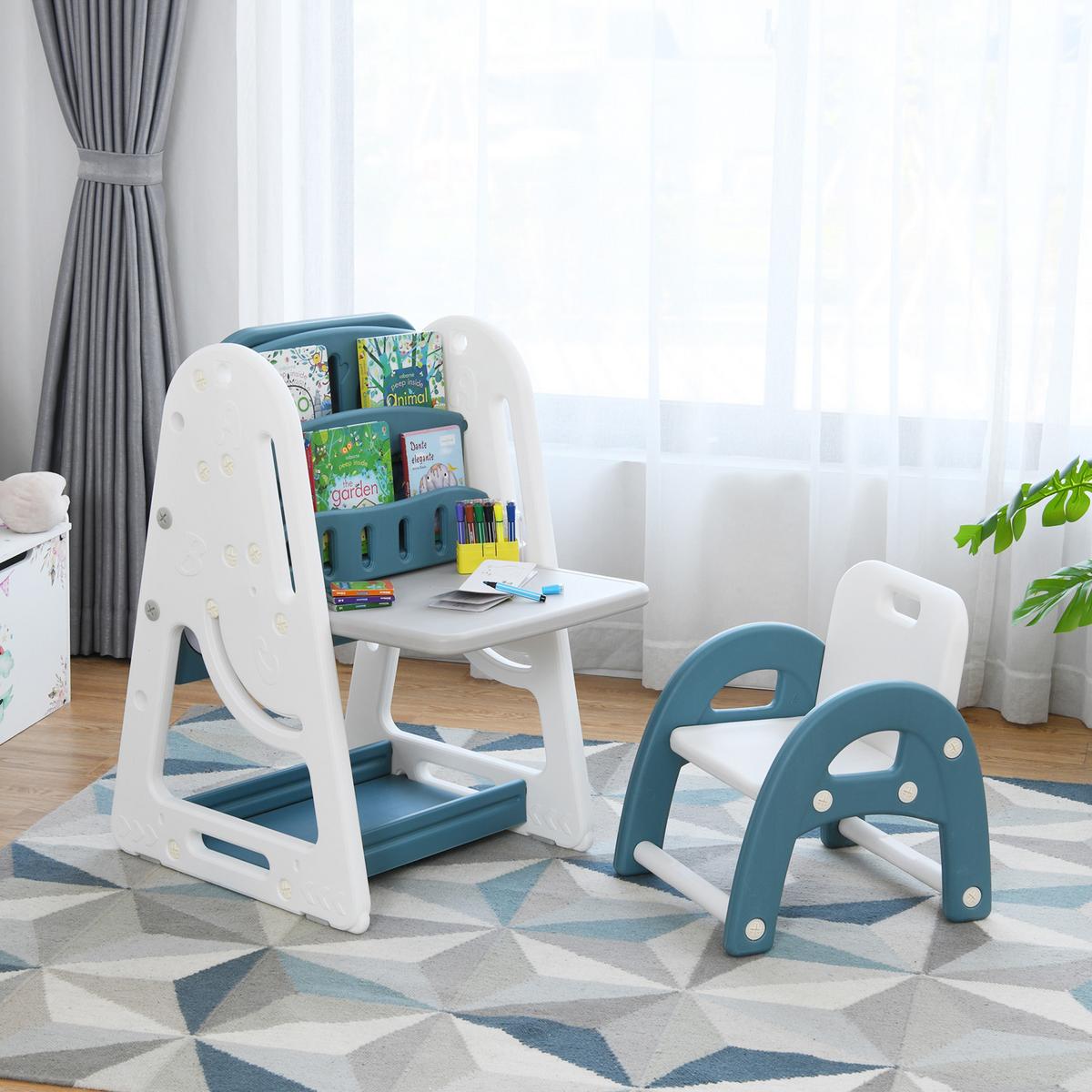 KINDERSTAFFELEI Blau - Blau, Kunststoff (62.5/100/53cm) - COSTWAY