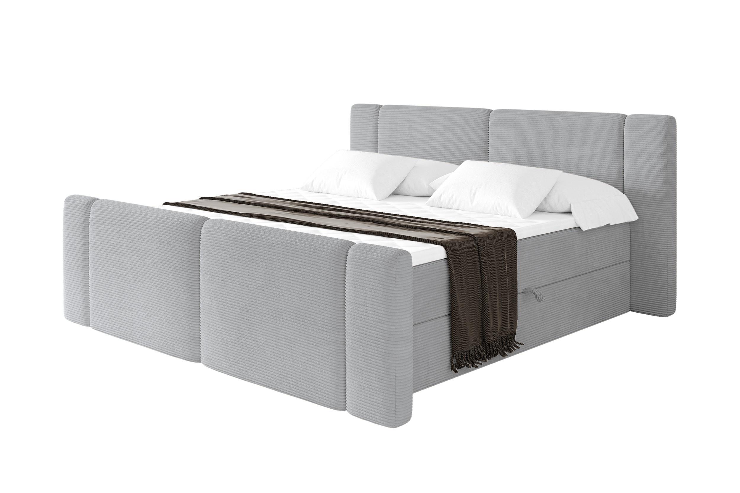 BOXBETT mit Matratze H3 - EVON Zanozek - 180x200 cm Grau - Graubraun, Holzwerkstoff (180/200cm) - ALTDECOR