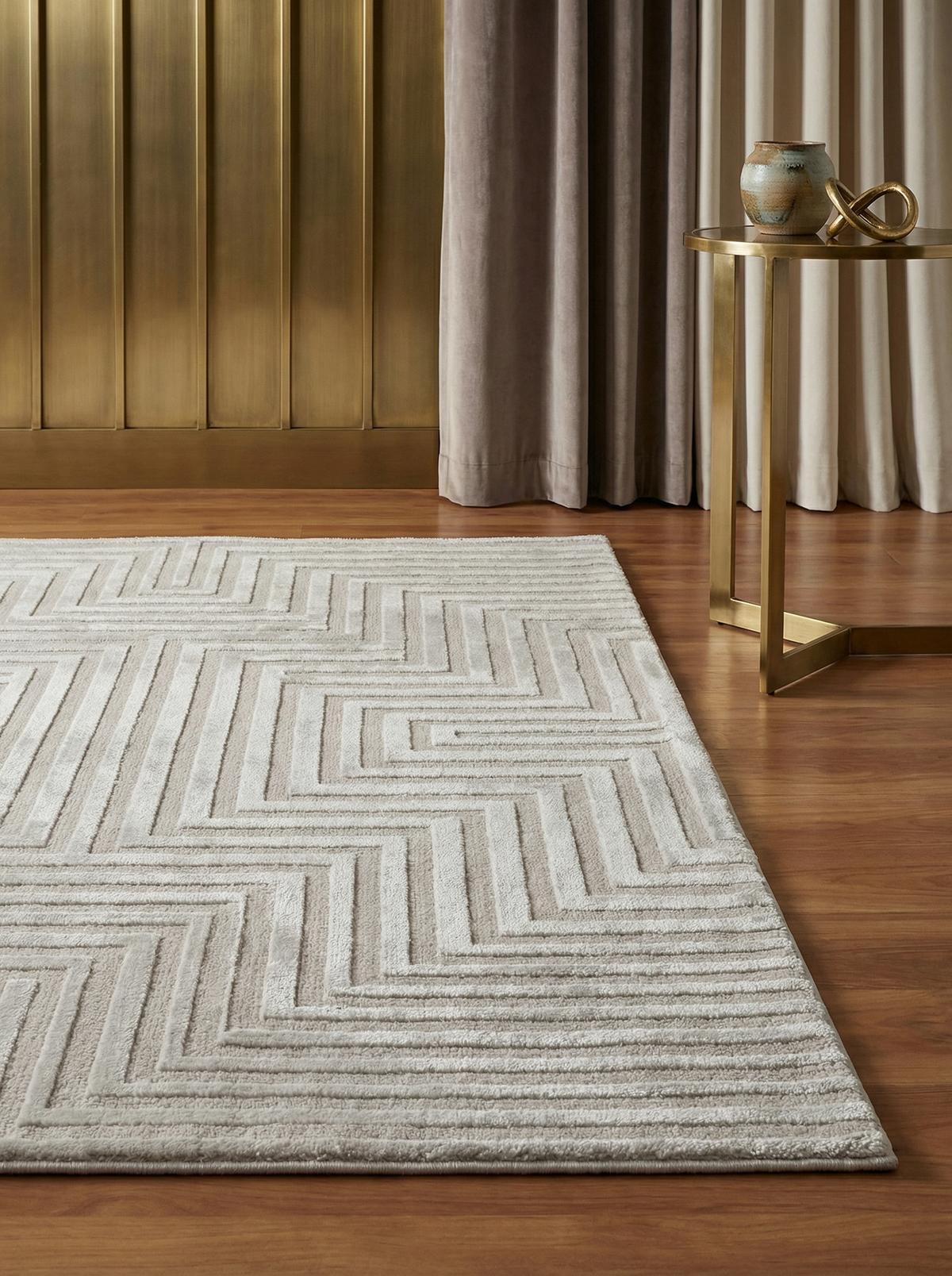 TEPPICH Kurzflor ILLER in Silber, mit 3D-Design, 120 x 170 cm - Silberfarben, Textil (170/120cm) - KADIMA DESIGN