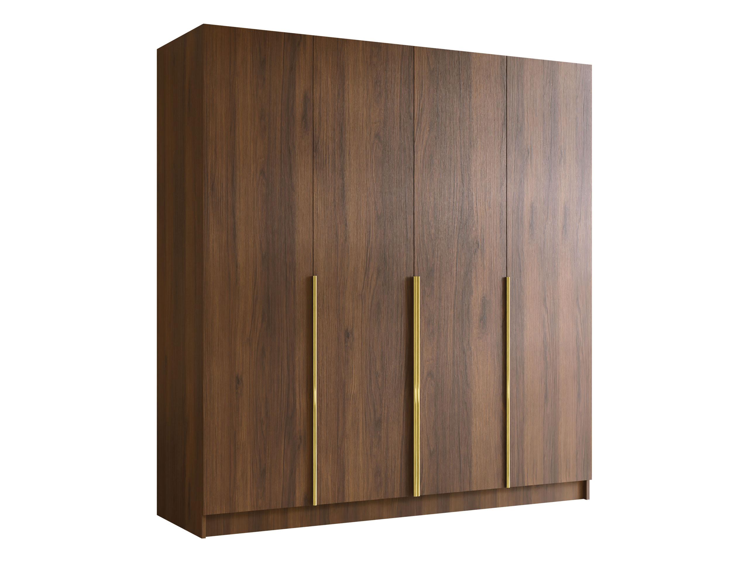 KLEIDERSCHRANK Santi I - Goldfarben/Nussbaumfarben, Holzwerkstoff/Metall (200/215/58cm) - MIRJAN24