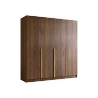 KLEIDERSCHRANK Santi I - Goldfarben/Nussbaumfarben, Holzwerkstoff/Metall (200/215/58cm) - MIRJAN24