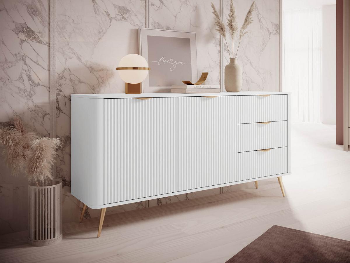 KOMBIKOMMODE Lante 2D3S - Goldfarben/Weiß, Holzwerkstoff/Metall (164/82/38cm) - MIRJAN24