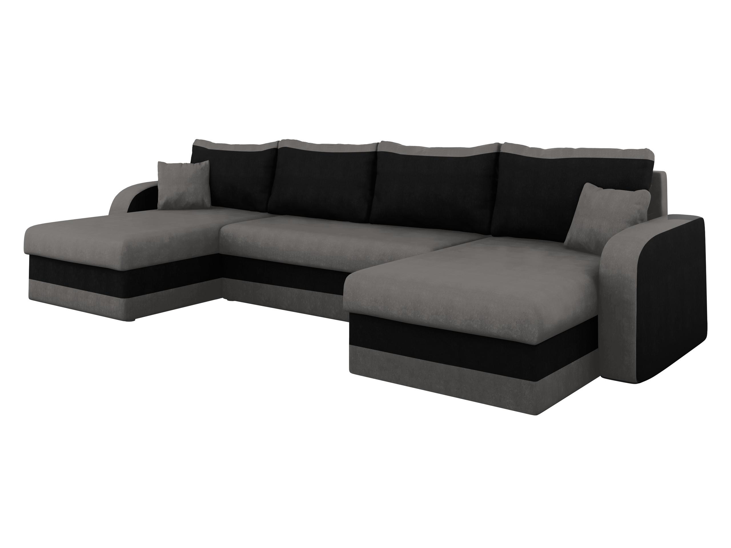 ECKSOFA Kris U - Schwarz/Grau, Holz/Kunststoff (304/80/140cm) - MIRJAN24