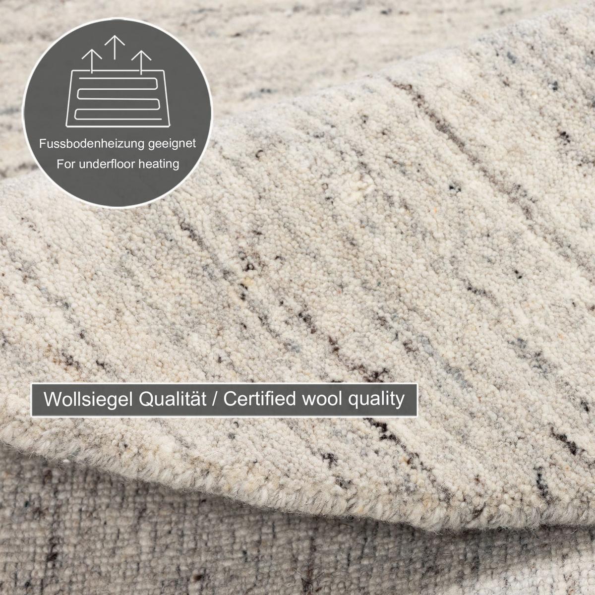 HANDWEBTEPPICH Pure 100x100 cm - Hellgrau, Textil (100/100cm) - THEKO