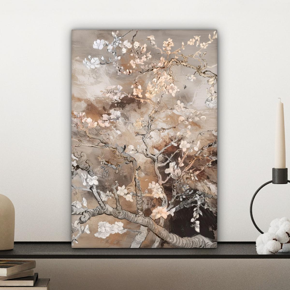 LEINWANDBILD Mandelblüte - Kunst - Van Gogh - Beige - Abstrakt Deko Wohnzimmer 20x30 cm - Braun, Textil (20/30cm) - MuchoWow