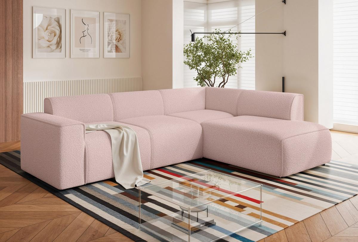ECKSOFA ZAVO Rechts Feiner Mischstoff in Rosa - Rosa, Kunststoff/Textil (310/218cm) - Idohome