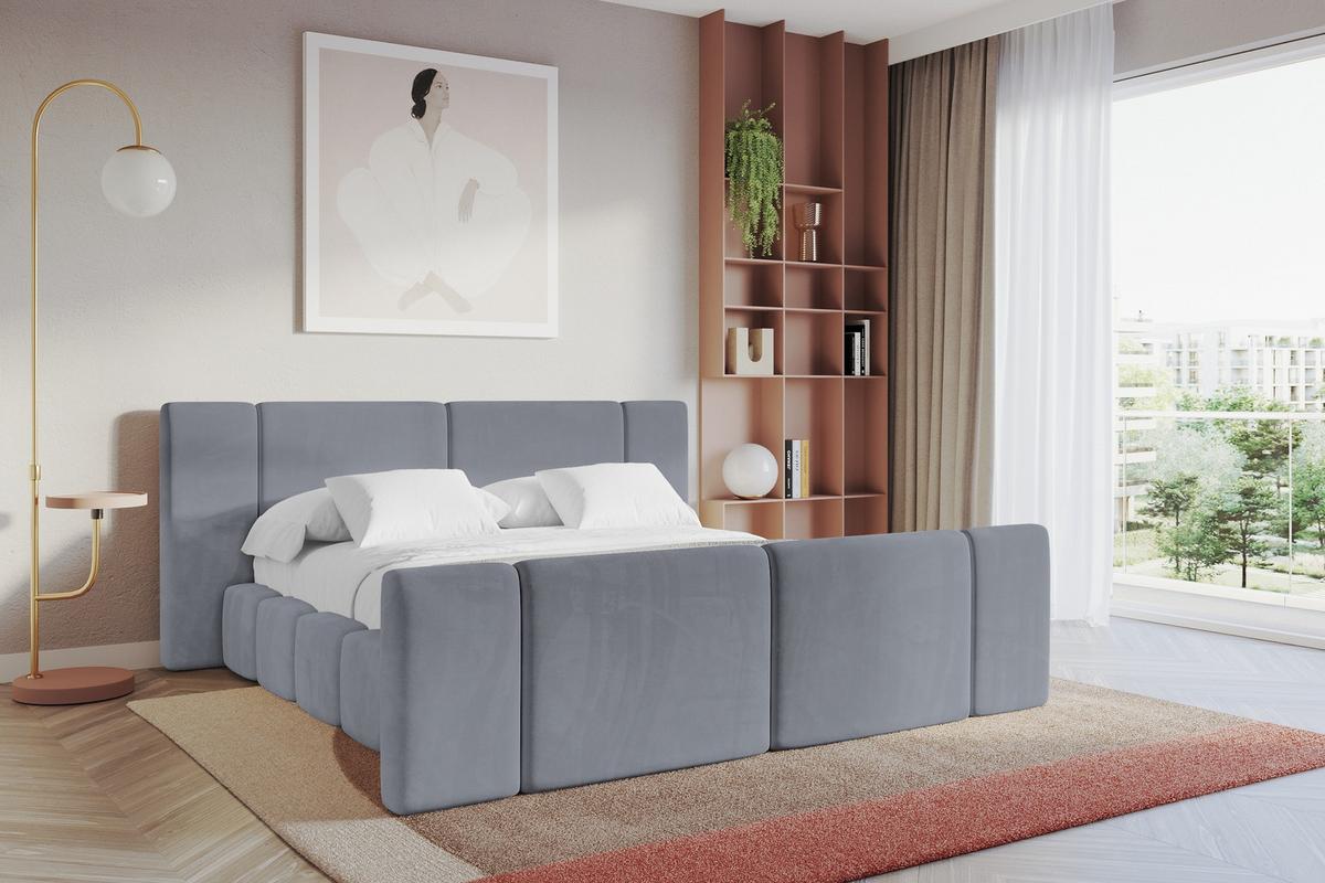 POLSTERBETT mit Bettkasten, Fußteil und Lattenrost, Bett mit Matratze H3/H4 - NILO-Z 140x200 Grau - Grau, Holzwerkstoff/Textil (140/200cm) - ALTDECOR