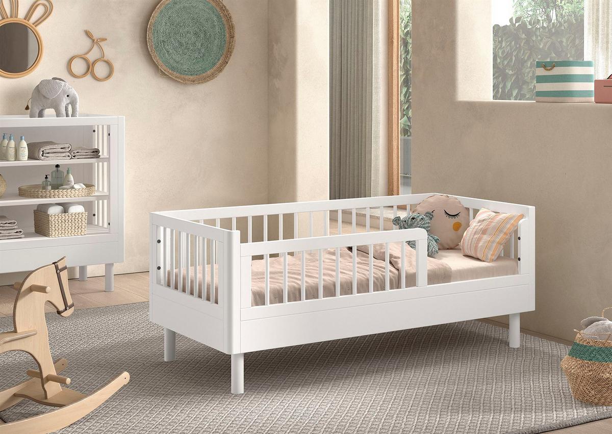 JUNIORBETT 70x140 Keeley Buche Weiß Holz Komfort Stabil Modern - Weiß, Holz (70/140cm) - 58aufmkessel