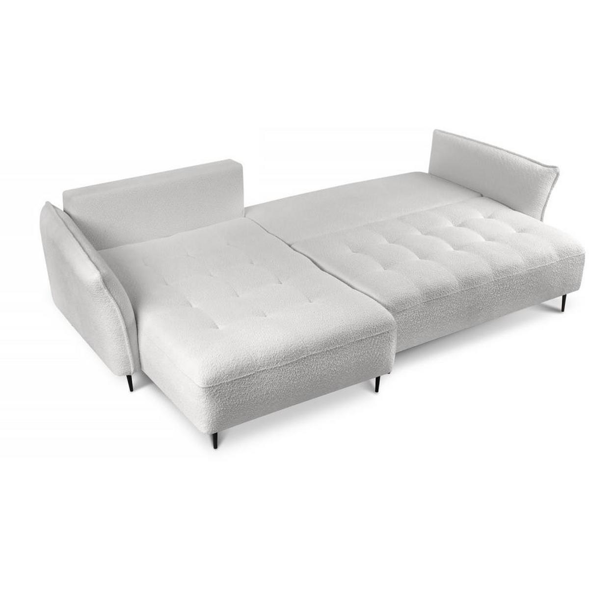 ECKSCHLAFSOFA Bari links hellgrau - Hellgrau/Schwarz, Textil (276/158cm) - Beautysofa