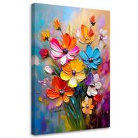 LEINWANDBILD Abstrakte bunte Blumen 40x60cm - Multicolor, Textil (40/60cm) - Feeby