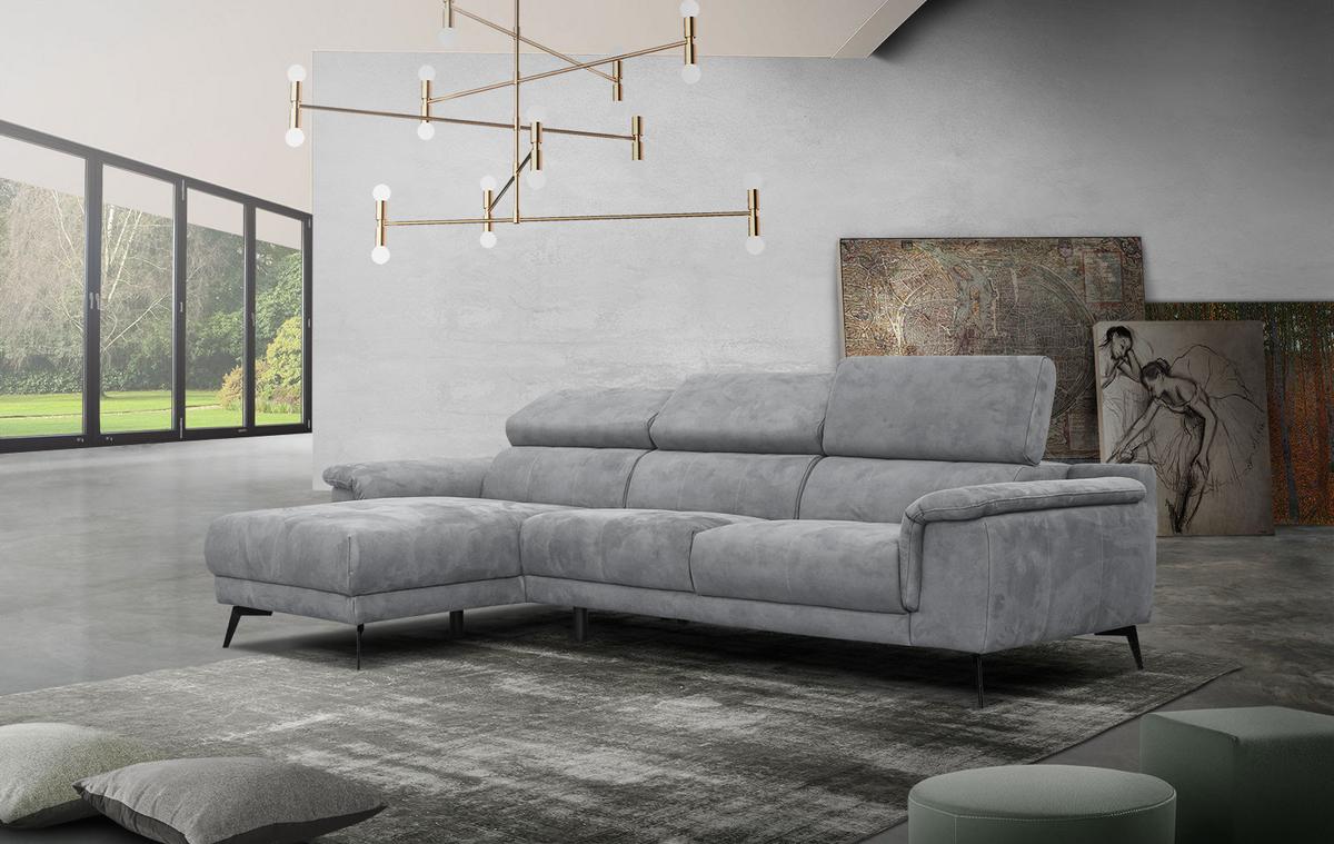 ECKSOFA FIERO 4-Sitzer, grau - Schwarz/Grau, Holzwerkstoff/Textil (158/269cm) - Wozimo