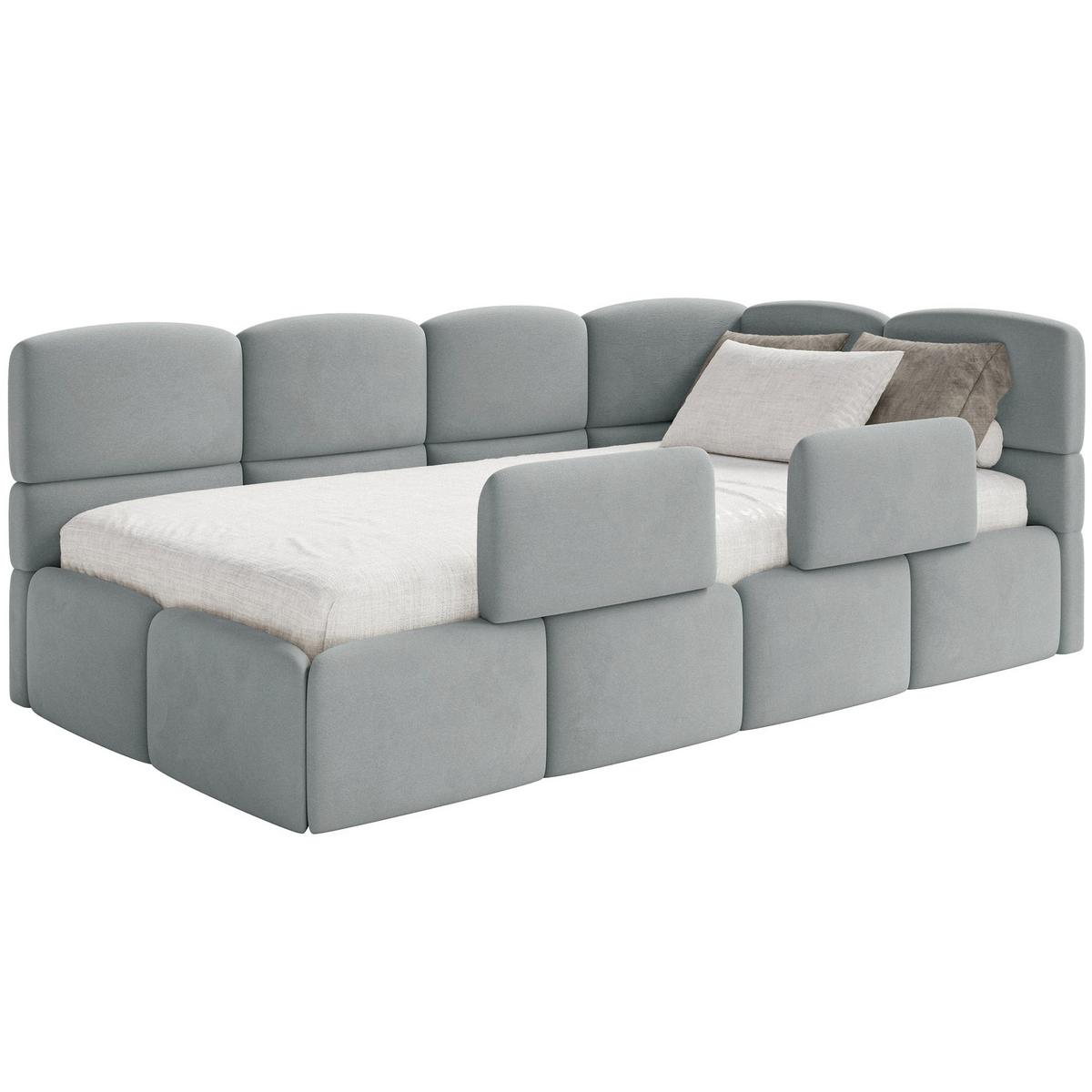 KINDERBETT Cloudy Grau 120 cm, Velours - Schwarz/Grau, Kunststoff/Textil (120/200cm) - Selsey