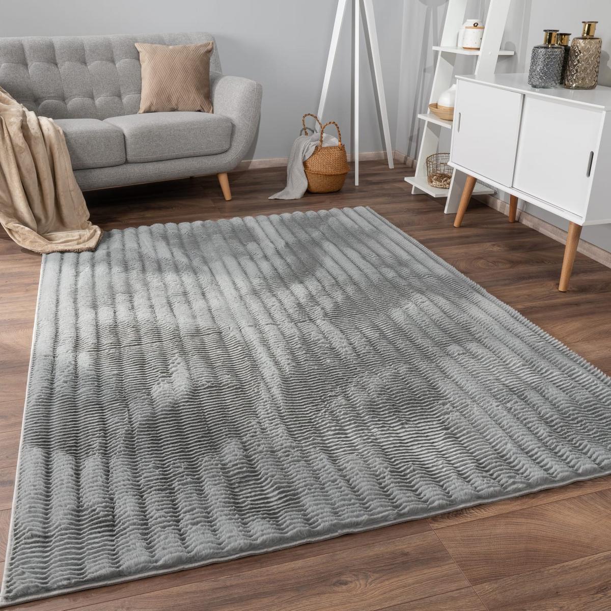 HOCHFLORTEPPICH, mit Struktur, Florhöhe 23 mm, Grau, 80 x 150 cm - Grau, Textil (150/80cm) - KADIMA DESIGN