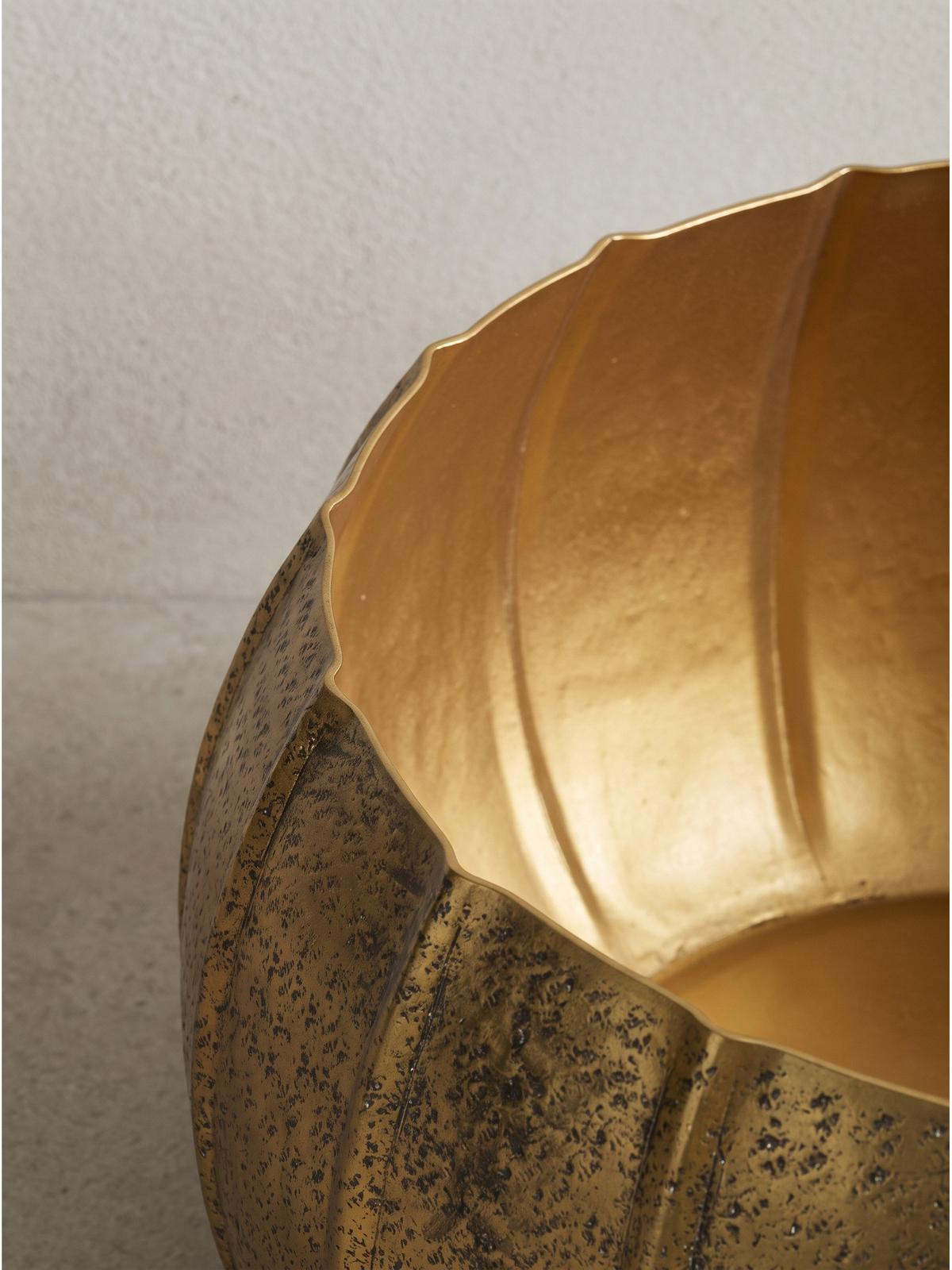 SCHALEN 2er-Set ECHAZ, Aluminium, handgefertigt, Gold, Ø 39 x 17 cm - Goldfarben, Metall (39/17/39cm) - KADIMA DESIGN