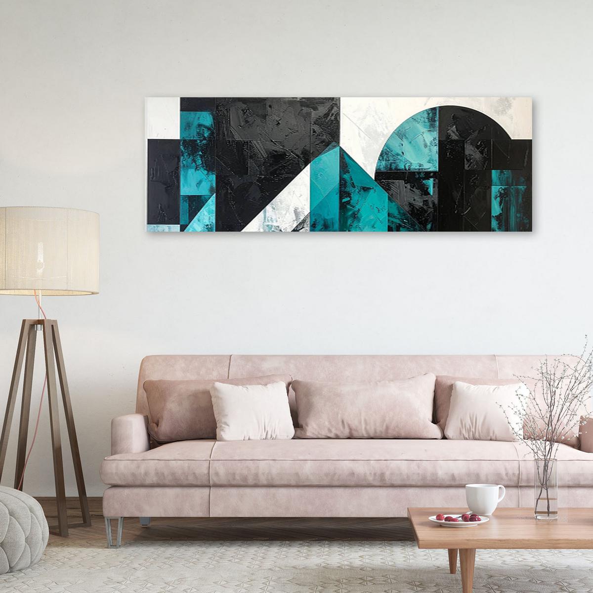 LEINWANDBILD 3D und geometrisch 120x40cm - Türkis, Textil (120/40cm) - Feeby