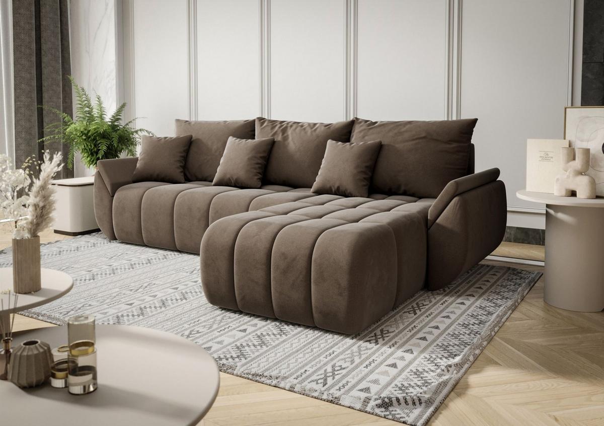 ECKSOFA Louise - Braun, Holzwerkstoff/Textil (280/185cm) - Fun Möbel