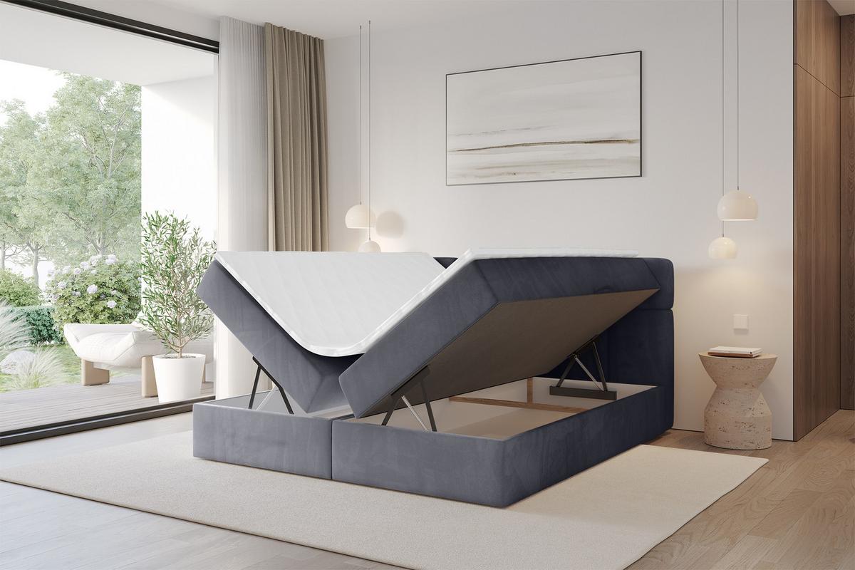 BOXBETT mit Matratze H3 - FAMA - 180x200 cm Dunkelgrau Casablanca - Dunkelgrau, Holzwerkstoff (180/200cm) - ALTDECOR