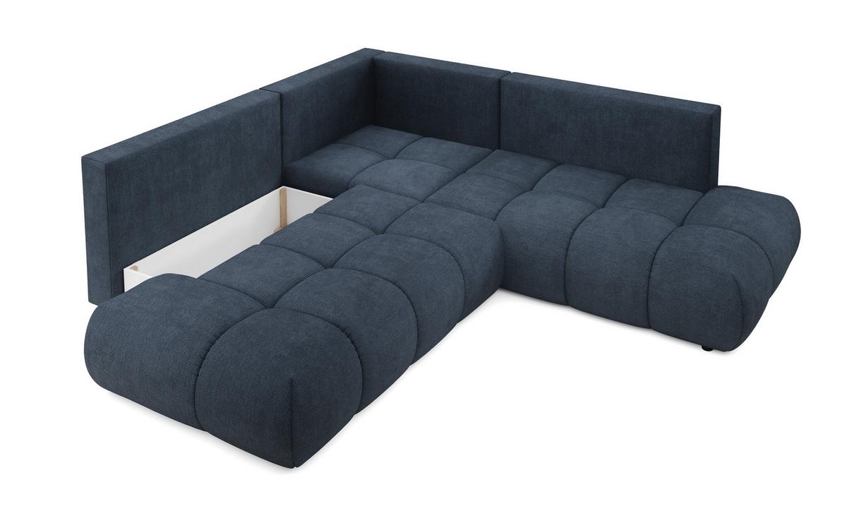 ECKSOFA DUCA II R-S Dunkelblau Chenille mit Schlaffunktion - Dunkelblau, Holz (266.5/266.5cm) - MASSENO