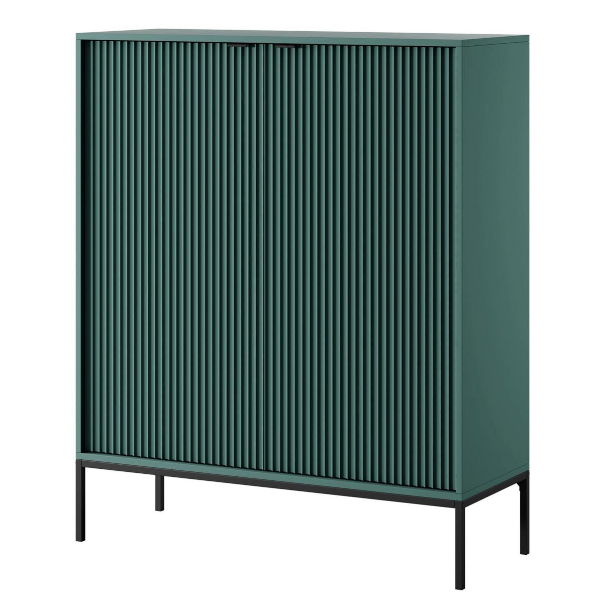 HIGHBOARD Vellore Grün mit schwarzem Gestell - Schwarz/Grün, Holzwerkstoff/Metall (104/125/39cm) - Selsey