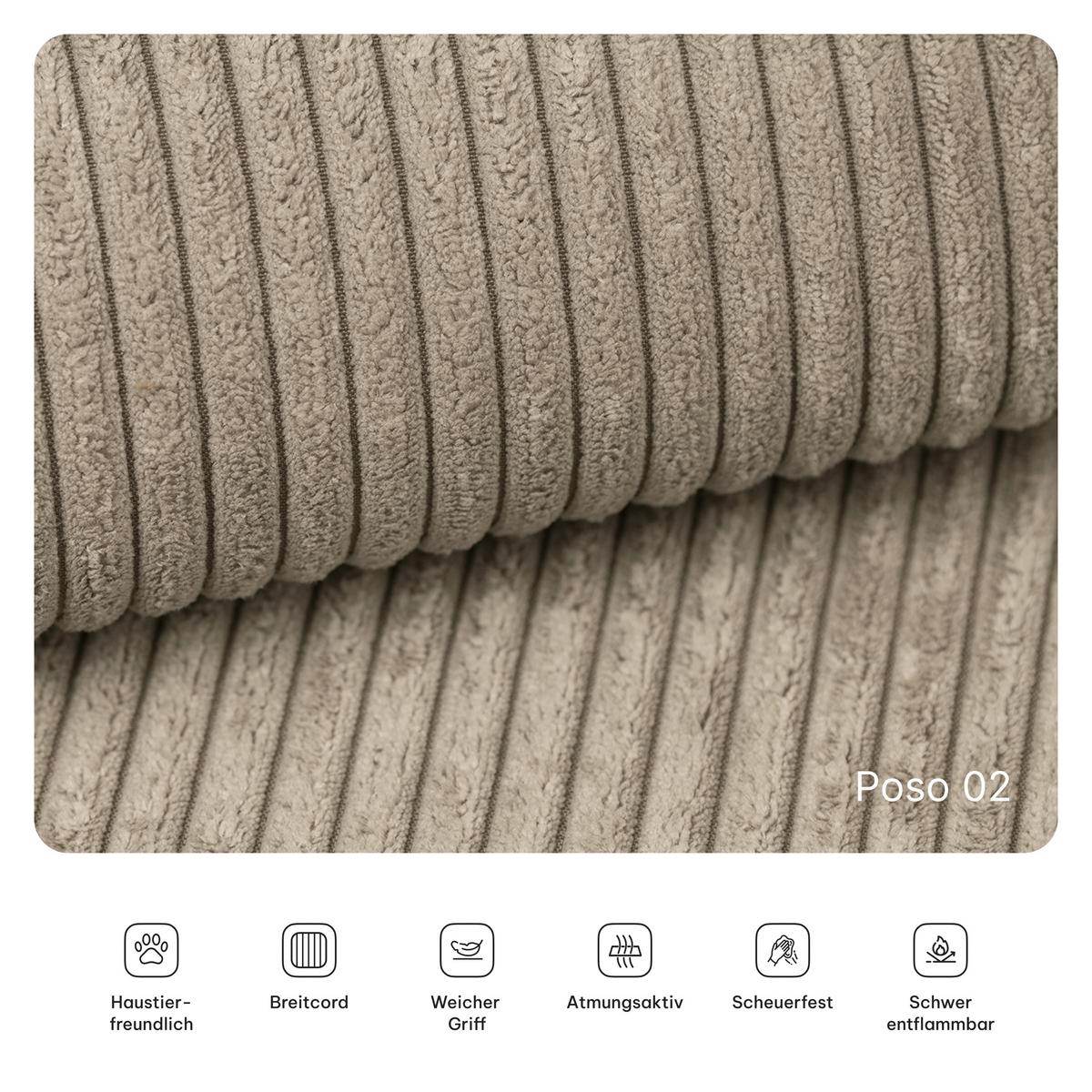 ECKSOFA ETERA modulares Boneless Sofa mit Schlaffunktion Beige Kordstoff - Beige, Textil (270/160cm) - MASSENO