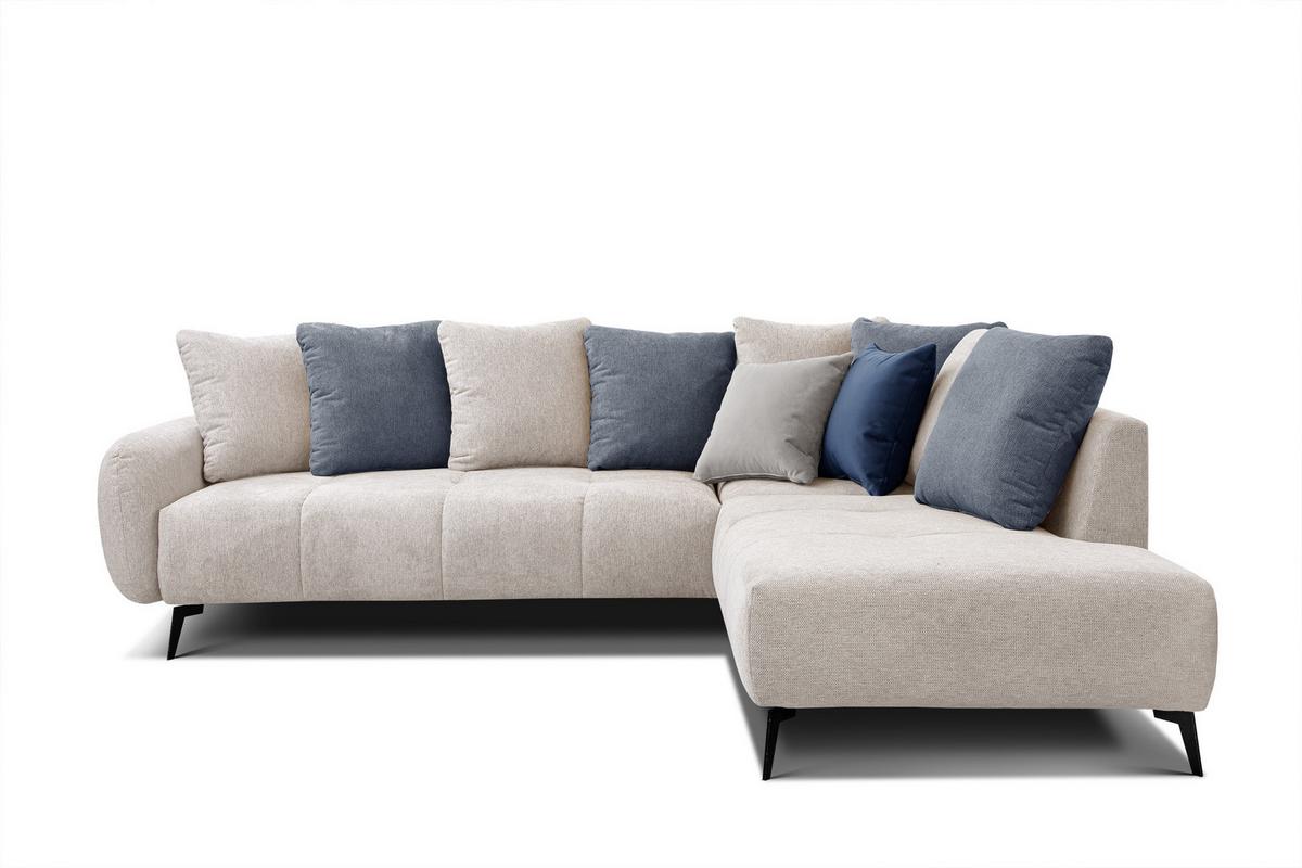 ECKSOFA EVENTO 5-Sitzer, creme - Creme/Schwarz, Holzwerkstoff/Textil (266/206cm) - Wozimo