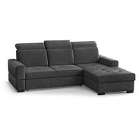 ECKSCHLAFSOFA Alex Mini dunkelgrau rechts - Dunkelgrau/Schwarz, Textil (245/185cm) - Beautysofa