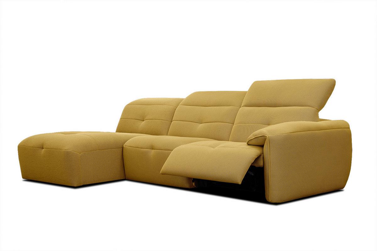 ECKSOFA TRENTO 4-Sitzer mit 1 Relaxfunktion, gelb - Gelb/Schwarz, Holzwerkstoff/Kunststoff (165/262cm) - Wozimo