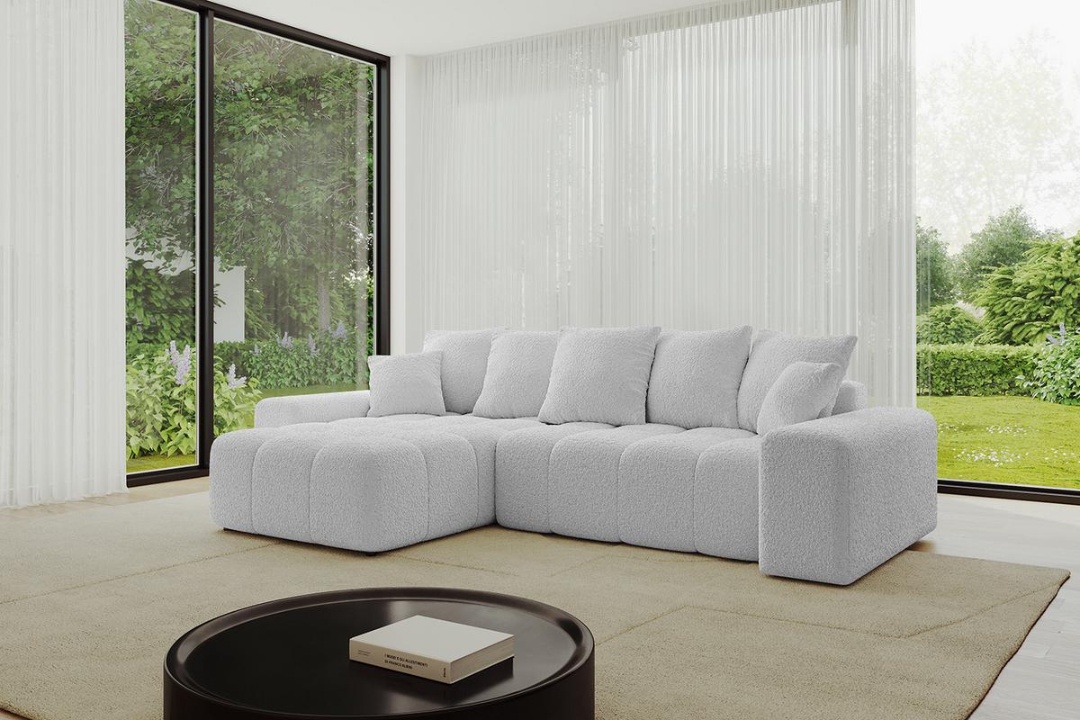 ECKSOFA Ottomane links ENIL-L 297x189x68 Hellgrau Bouclé - Hellgrau, Holzwerkstoff/Kunststoff (297/189cm) - ALTDECOR